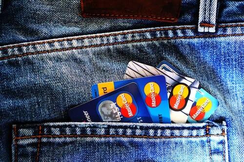 a credit card inside the pocket